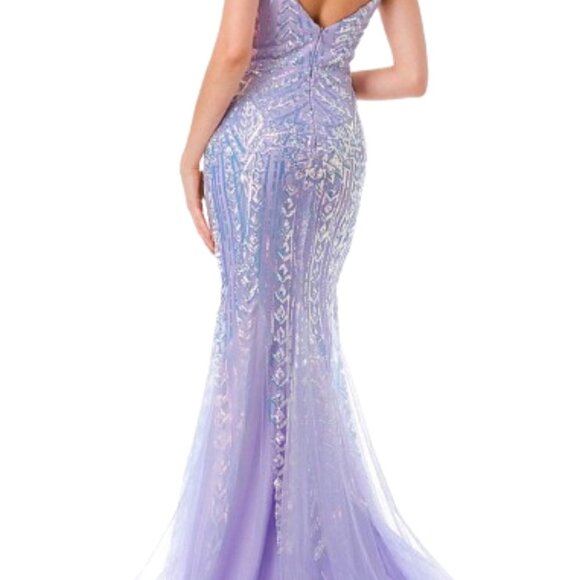 NWT Aspeed Design L2816J Sequins Prom Dress Lilac Size XL - Picture 4 of 9